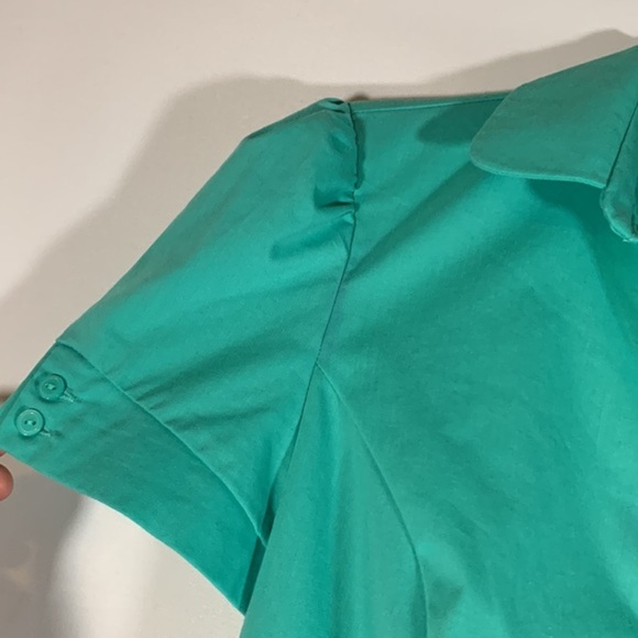 Atmosphere Turquoise Button-Down Collared Blouse Top - Picture 3 of 7